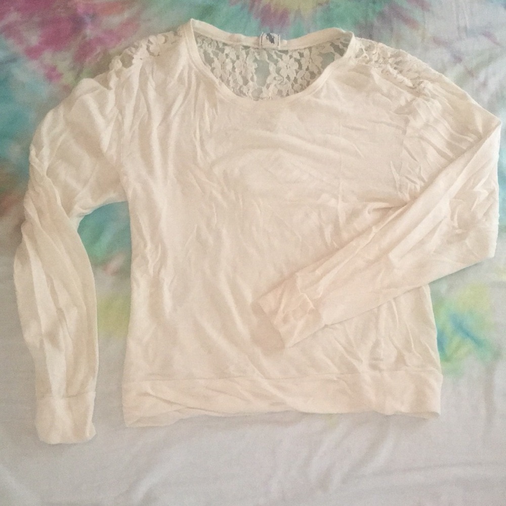 Off white lace shoulder long sleeve size M